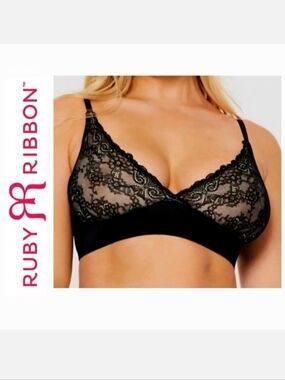 Ruby Ribbon *Discontinued* Second Skin Lace Convertible Demiette Black Size 32